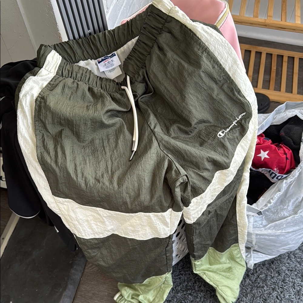 Champion Olive and White Athletic Pants